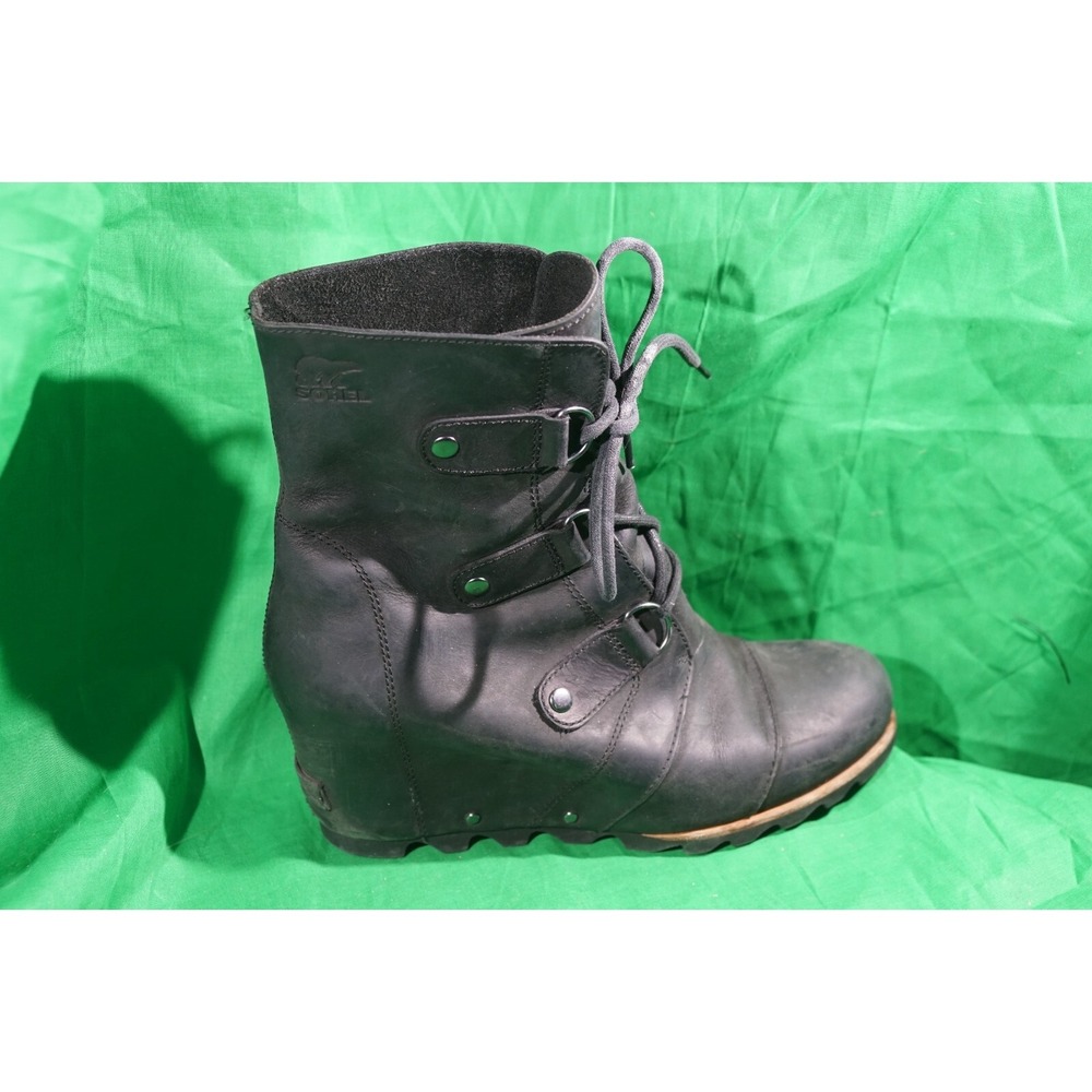 Sorel Joan of Arctic II Wedge Boots Black Leather Women's US 10 - Picture 7 of 9